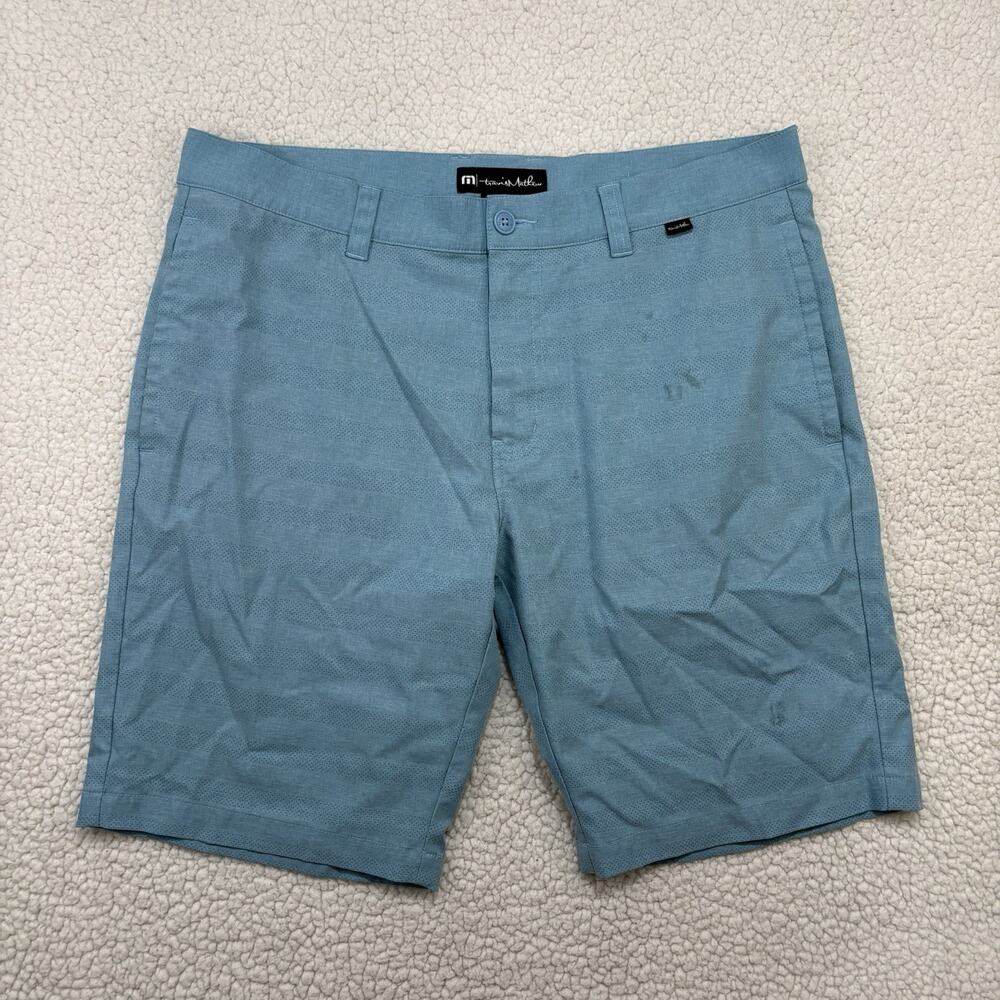 Travis Mathew Golf‎ Shorts Mens Size 36 Blue Striped 9.5” Inseam Athletic